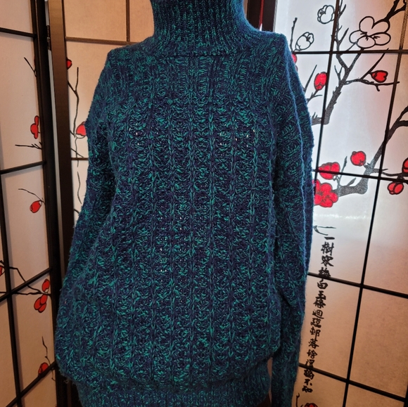 Karen Scott Sweaters - KAREN SCOTT WEAVED DEEP BLUE SOFT COZY CARDIGAN KNIT/SIZE LARGE